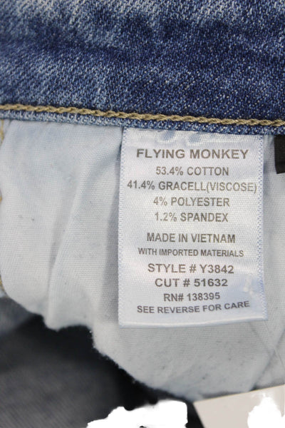 Flying Monkey Womens Cropped Wide Leg Jeans Blue Button Mid Rise Size 26