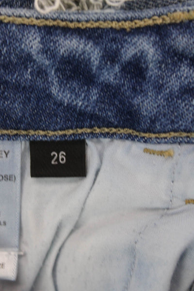 Flying Monkey Womens Cropped Wide Leg Jeans Blue Button Mid Rise Size 26