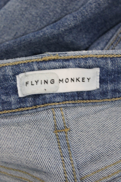 Flying Monkey Womens Cropped Wide Leg Jeans Blue Button Mid Rise Size 26
