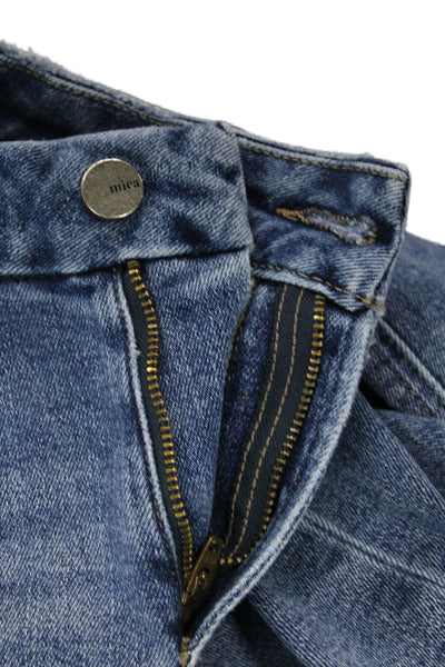 Mica Women Cropped Mom Jeans Blue Mid Rise Button Fly Size 24