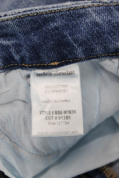 Mica Women Cropped Mom Jeans Blue Mid Rise Button Fly Size 24