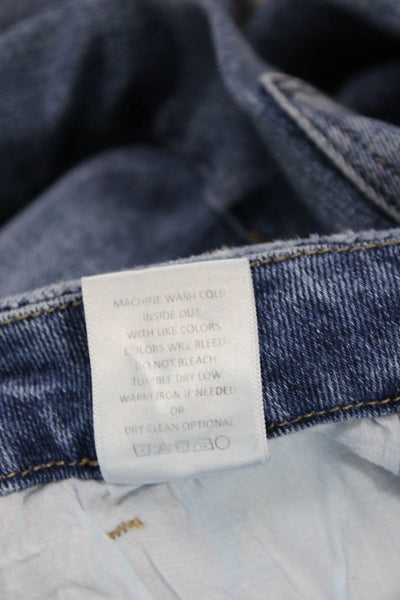 Mica Women Cropped Mom Jeans Blue Mid Rise Button Fly Size 24
