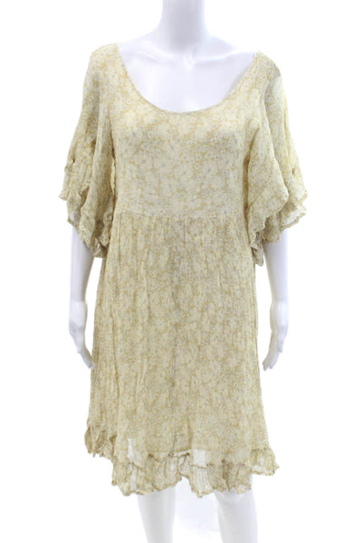 Sundance Womens Kaftan Sundress Beige Floral Viscose Knee Length Size L