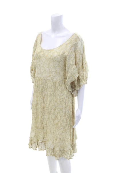 Sundance Womens Kaftan Sundress Beige Floral Viscose Knee Length Size L