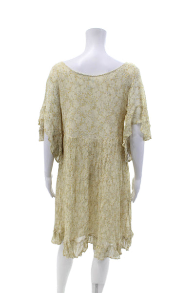 Sundance Womens Kaftan Sundress Beige Floral Viscose Knee Length Size L