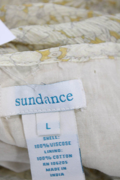 Sundance Womens Kaftan Sundress Beige Floral Viscose Knee Length Size L