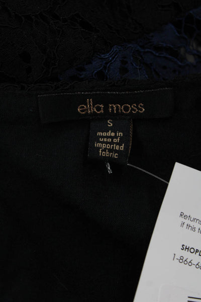Ella Moss Womens Shift Dress Black 3/4 Sleeve Floral Hook & Eye Size S