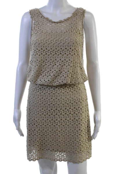 Free People Womens Blouson Mini Dress Beige Sleeveless Round Neck Size S