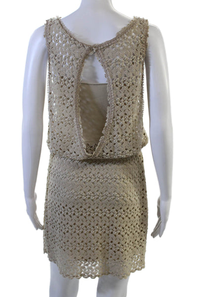 Free People Womens Blouson Mini Dress Beige Sleeveless Round Neck Size S