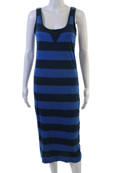 French Connection Women Striped Blue Tank Dress Sleeveless Long Beach Size 4
