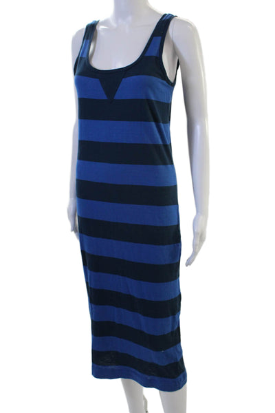 French Connection Women Striped Blue Tank Dress Sleeveless Long Beach Size 4