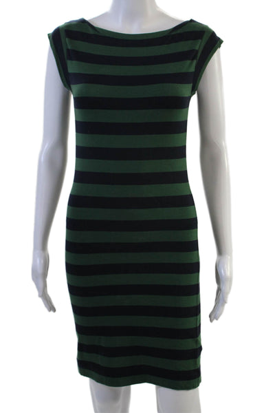 French Connection Womens Bodycon Sheath Dress Striped Black Cotton Size 4