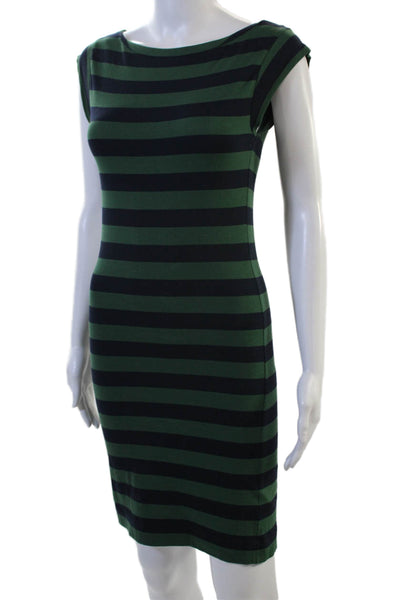 French Connection Womens Bodycon Sheath Dress Striped Black Cotton Size 4