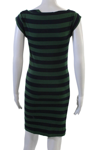 French Connection Womens Bodycon Sheath Dress Striped Black Cotton Size 4