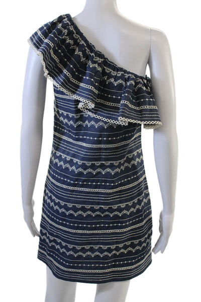 Parker Womens Dark Blue Striped Shift Sundress 100% Cotton Size XS