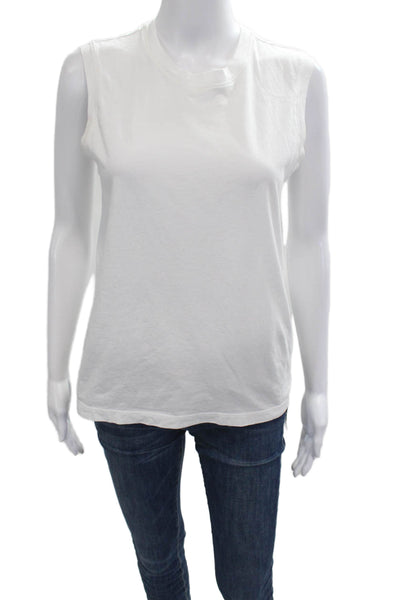 ATM Womens Basic Sleeveless White Cotton T-Shirt Size S