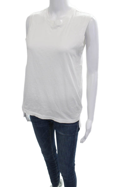 ATM Womens Basic Sleeveless White Cotton T-Shirt Size S