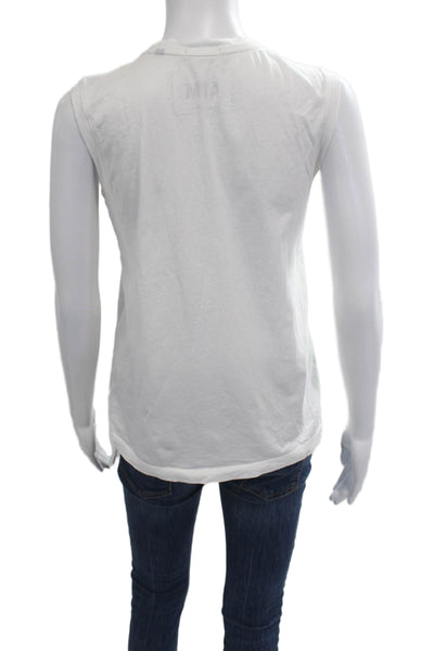 ATM Womens Basic Sleeveless White Cotton T-Shirt Size S