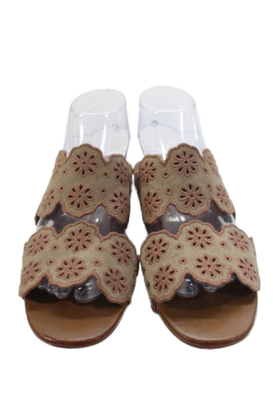 See by Chloe Womens Suede Eyelet Slide On Sandals Pink Size 38 8