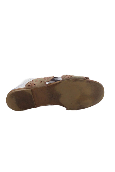 See by Chloe Womens Suede Eyelet Slide On Sandals Pink Size 38 8