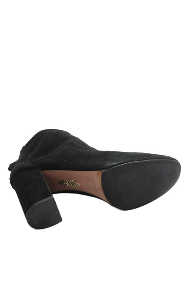 Aquazzura Womens Suede Zip Up Ankle Booties Black Size 38.5 8.5