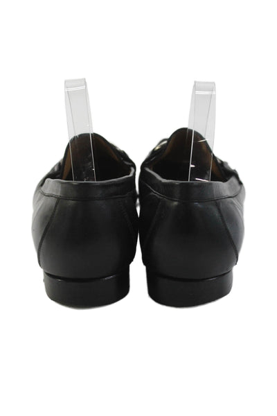 Bristol Mens Leather Silver Tone Slide On Dress Shoe Loafers Black Size 44