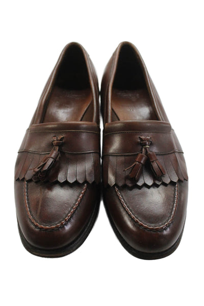 Allen Edmonds Mens Leather Fringe Slide On Dress Shoe Loafers Brown Size 10.5 D