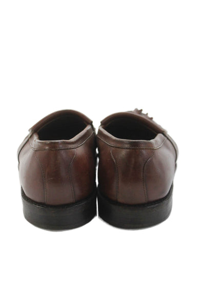 Allen Edmonds Mens Leather Fringe Slide On Dress Shoe Loafers Brown Size 10.5 D