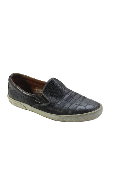 Jimmy Choo Womens Embossed Leather Slide On Sneakers Grey Size 37.5 7.5