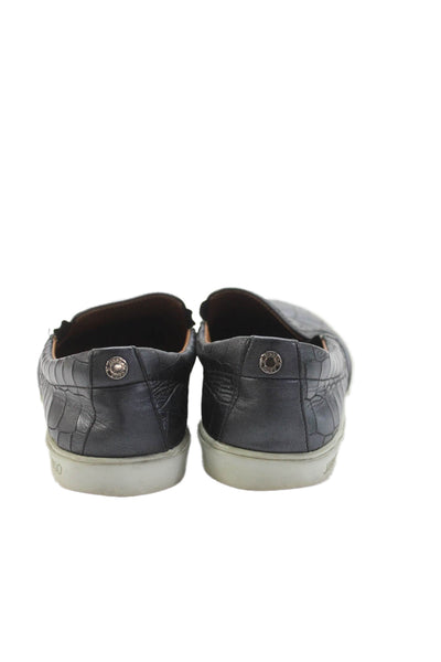Jimmy Choo Womens Embossed Leather Slide On Sneakers Grey Size 37.5 7.5