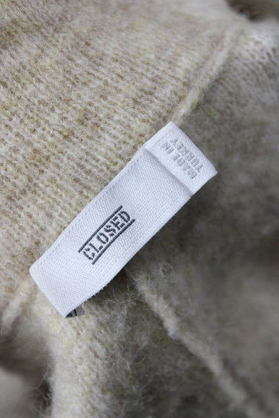 Closed Women Beige Checked Mock Neck Coatigan Long Sleeve Size XS