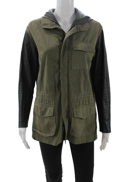 Jet John Eshaya Women Green Military Jacket Button Cotton Petite Size S