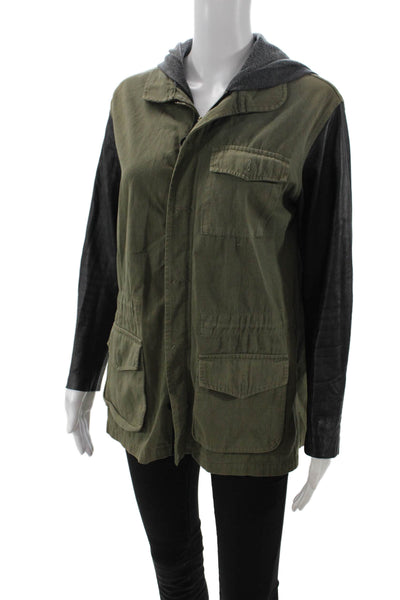 Jet John Eshaya Women Green Military Jacket Button Cotton Petite Size S