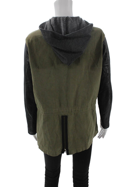 Jet John Eshaya Women Green Military Jacket Button Cotton Petite Size S