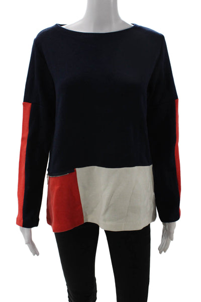 Peruzzi Unisex Pullover Sweater Dark Blue Geometric Zip Neck Size 38