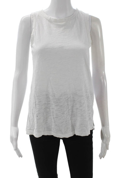 Current/Elliott Women White Cotton Crew Neck Basic Tank Size 0