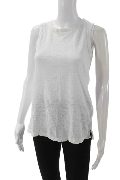 Current/Elliott Women White Cotton Crew Neck Basic Tank Size 0