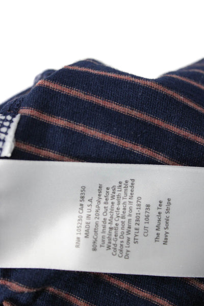 Current/Elliott Women Striped Navy Crewneck Tank Cotton Poly 90s Size 0