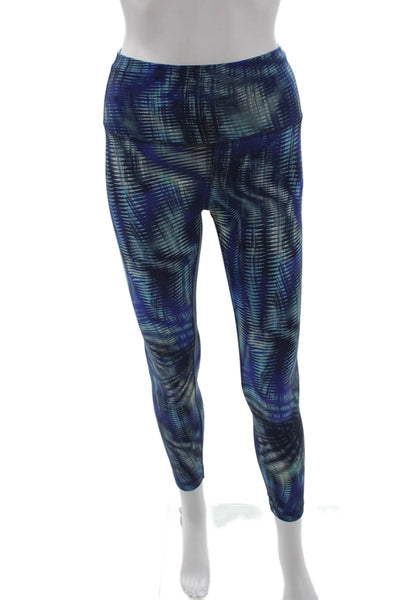 Lululemon Women Ankle Leggings Blue Graphic Print Colorful Nylon Lycra Size 6