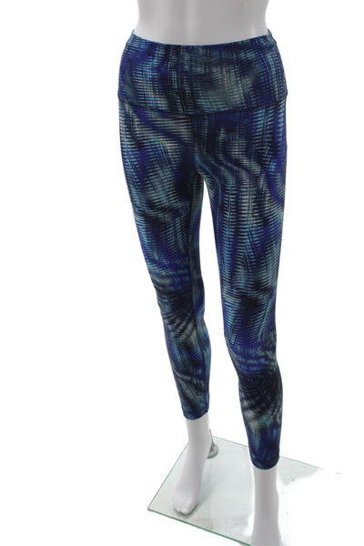 Lululemon Women Ankle Leggings Blue Graphic Print Colorful Nylon Lycra Size 6