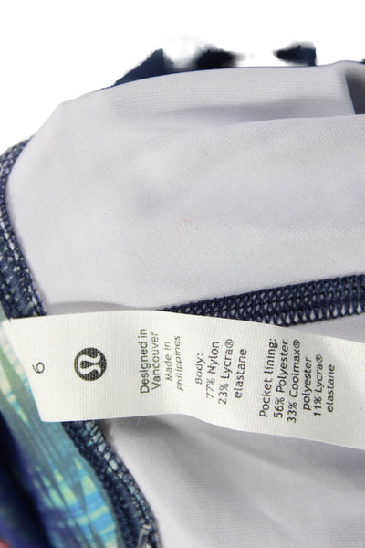 Lululemon Women Ankle Leggings Blue Graphic Print Colorful Nylon Lycra Size 6