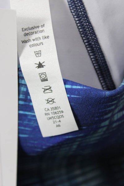 Lululemon Women Ankle Leggings Blue Graphic Print Colorful Nylon Lycra Size 6