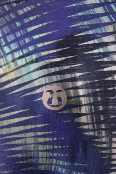 Lululemon Women Ankle Leggings Blue Graphic Print Colorful Nylon Lycra Size 6
