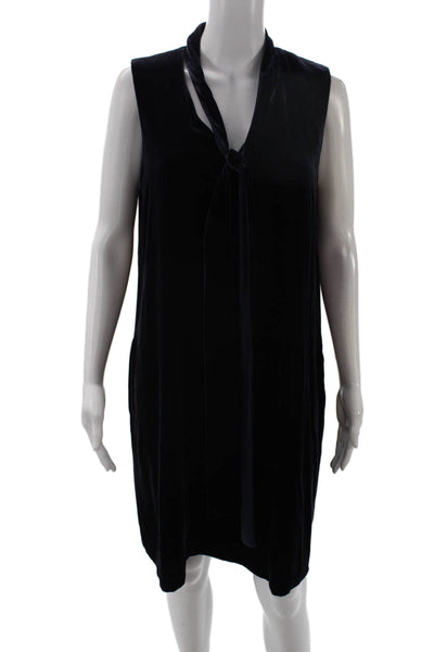 Lafayette 148 New York Women Shift Tank Dress Black Sleeveless Tie Waist Size M