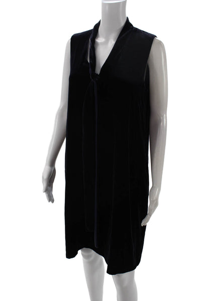 Lafayette 148 New York Women Shift Tank Dress Black Sleeveless Tie Waist Size M