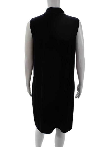 Lafayette 148 New York Women Shift Tank Dress Black Sleeveless Tie Waist Size M