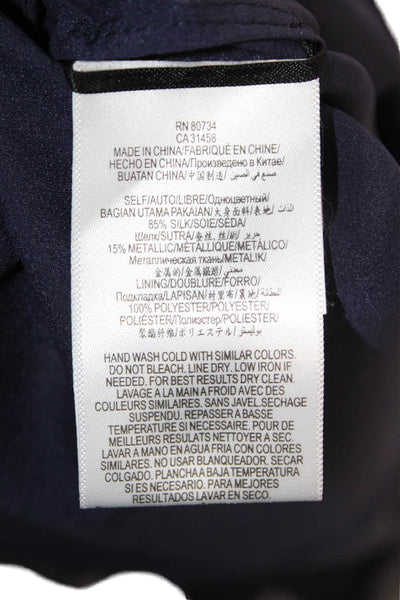 BCBGMAXAZRIA Womens Fit & Flare Paisley Dark Blue Silk Metallic Dress Size 0