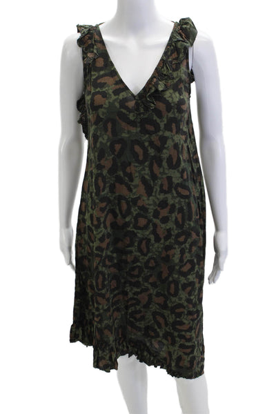 Zadig & Voltaire Women Black Leopard Print V-Neck Shift Dress Size XS