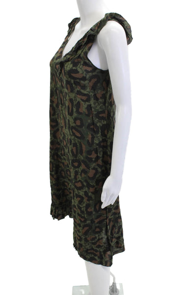 Zadig & Voltaire Women Black Leopard Print V-Neck Shift Dress Size XS