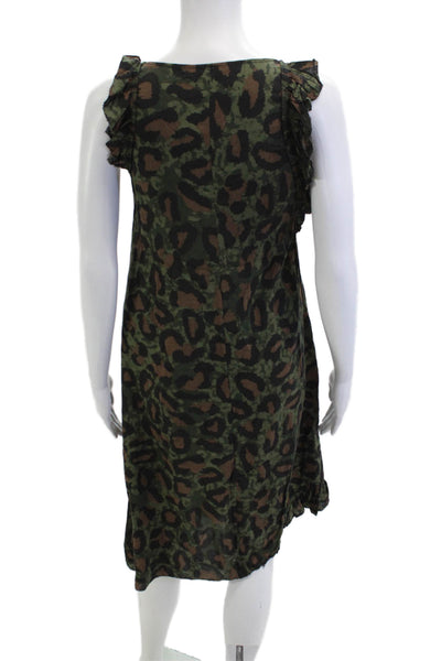 Zadig & Voltaire Women Black Leopard Print V-Neck Shift Dress Size XS
